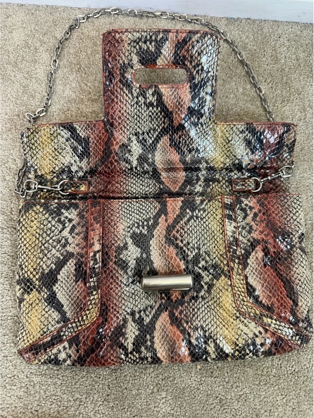 Gianni Bini Snakeskin Print Clutch Shoulder Bag Mob Wife Animal Print